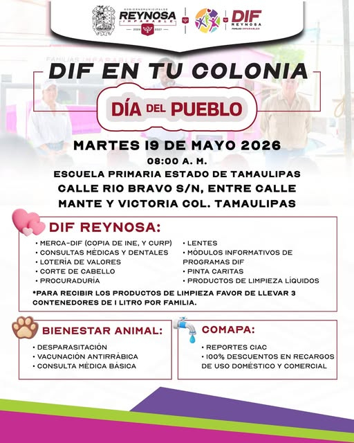 Atenderá DIF-Reynosa con servicios gratuitos a familias de la colonia Tamaulipas