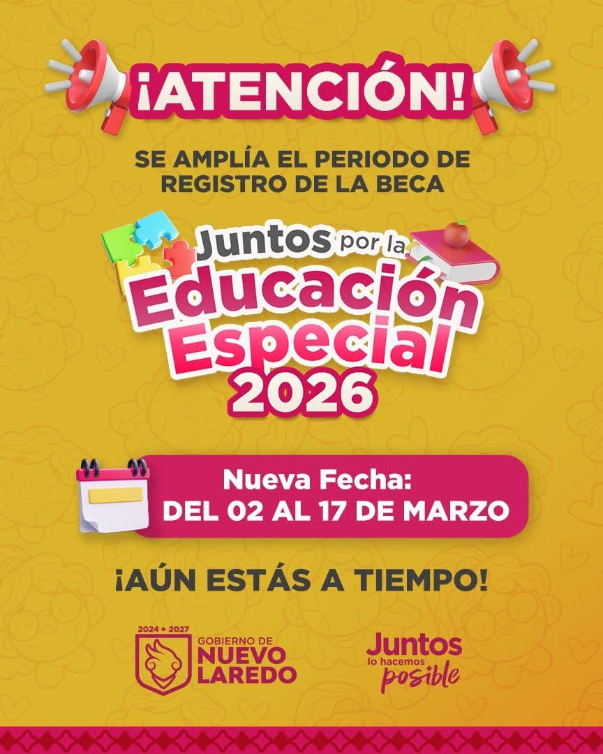 AMPLÍA GOBIERNO MUNICIPAL PLAZO PARA REGISTRO A LA BECA “JUNTOS POR LA EDUCACIÓN ESPECIAL 2026”
