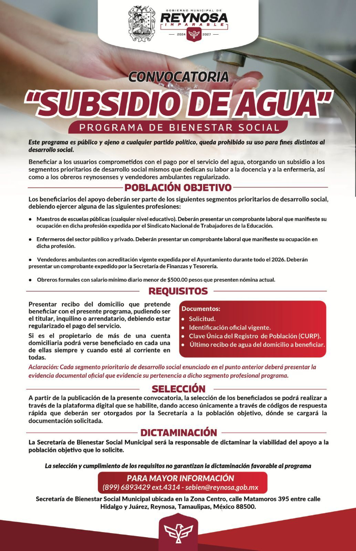 Invita Carlos Peña Ortiz a usuarios a solicitar el Subsidio del Agua