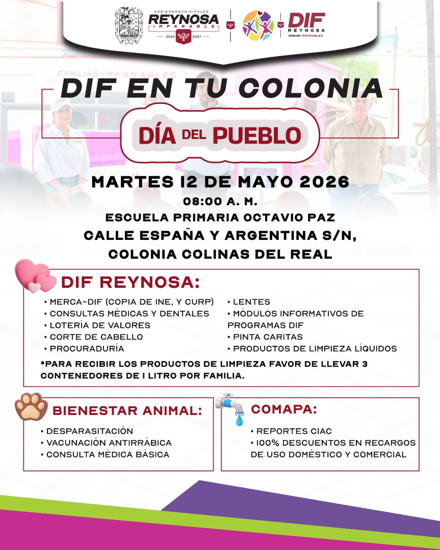 Llevará DIF-Reynosa brigada de servicios gratuitos a la colonia Colinas del Real
