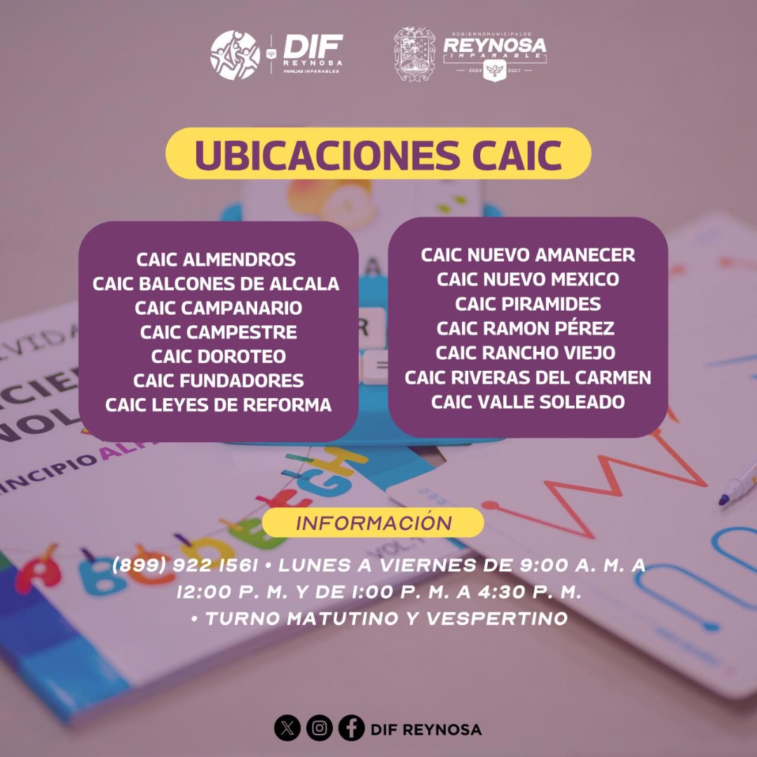 Cuenta DIF-Reynosa con preinscripciones abiertas en CAIC