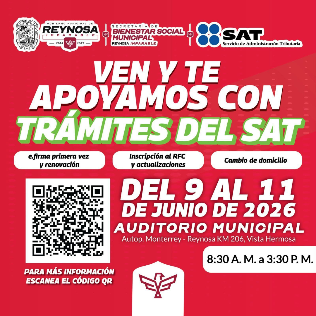 ¡Aprovecha los trámites gratuitos del SAT en Reynosa!