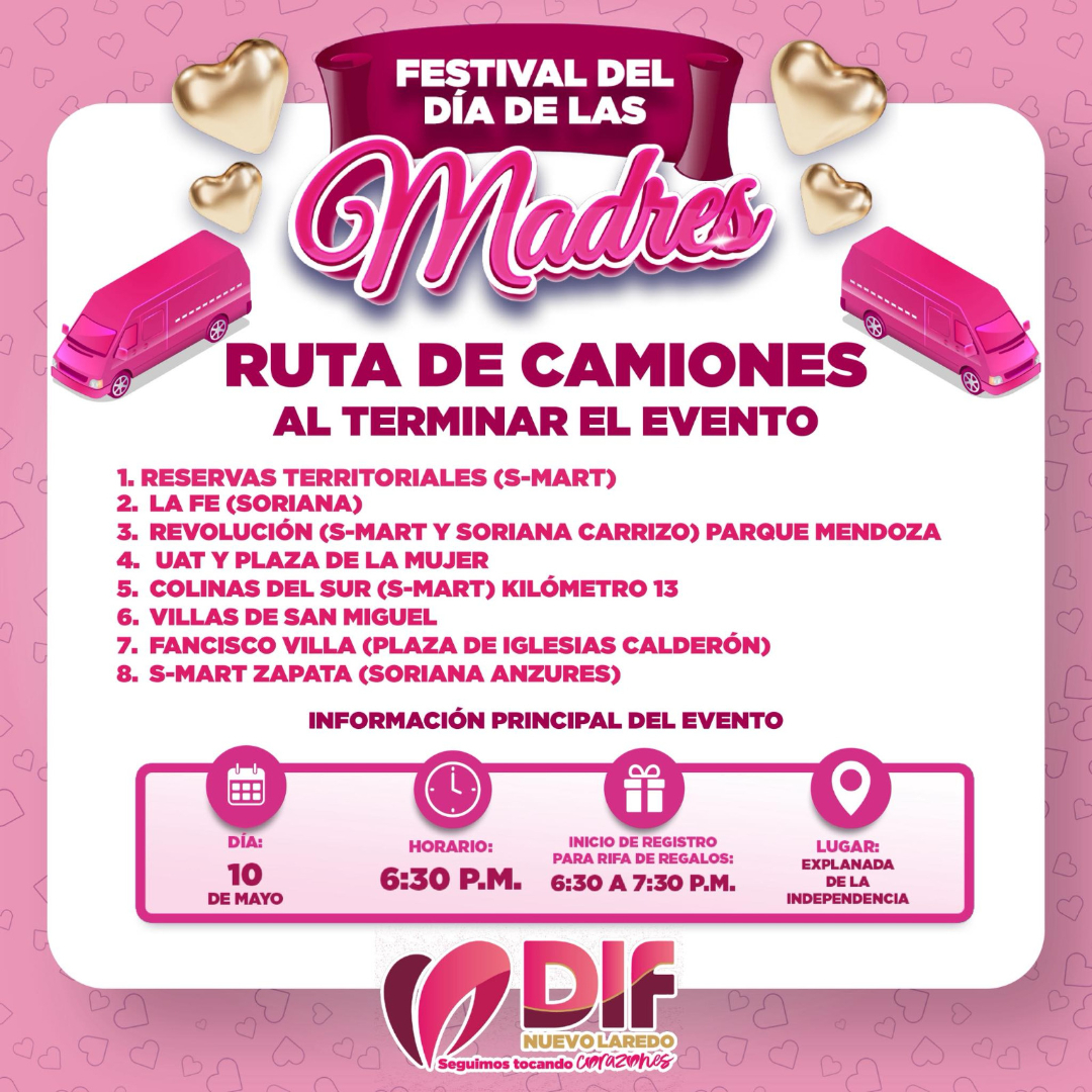 ANUNCIA ALCALDESA CARMEN LILIA CANTUROSAS RUTAS DE TRANSPORTE AL FINALIZAR FESTEJO DEL DÍA DE LAS MADRES